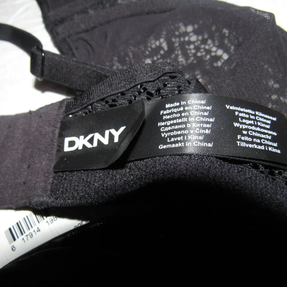 NWT DKNY Modern Lace Unlined Demi Bra 32DD Black Sheer Mesh Underwire - Picture 6 of 9